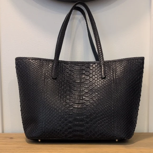 Silvano Biagini Python Bag & Matching Clutch Navy Blue